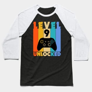 Level 9 Unlocked Funny Video Gamer Birthday Novelty T-Shirt Baseball T-Shirt